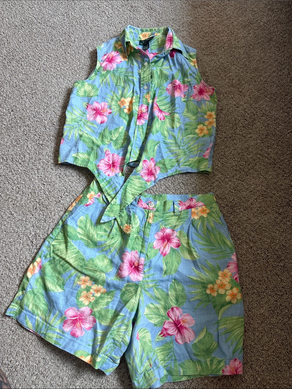 Polo by Ralph Lauren Blue Tropical Floral Women’s Two-Piece Shorts Set